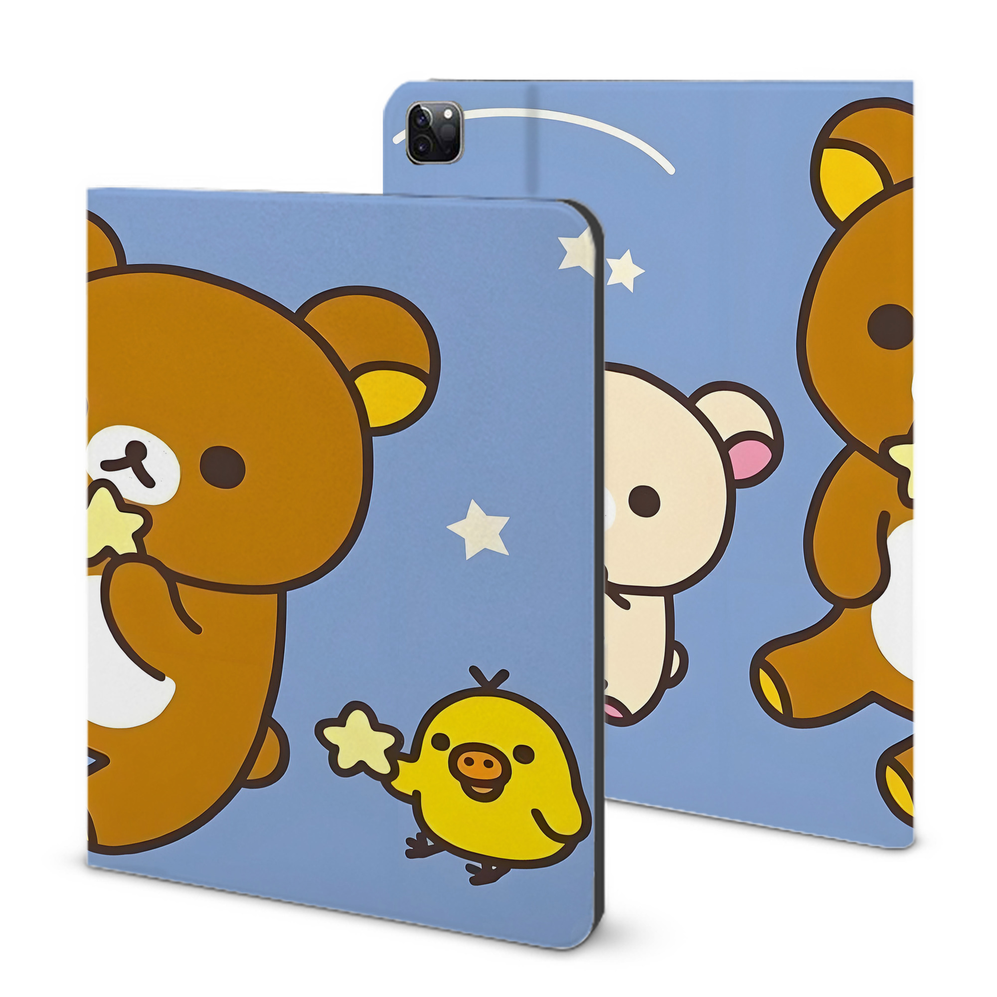 （画像用） リラックマ リラックマ キイロイトリ Rilakkuma Korilakkuma Kiiroitori IPad ケース ブック型 PUレザー TPU 耐衝撃 軽量 薄型 ペン収納なし 全面保護 IPad 各モデル対応